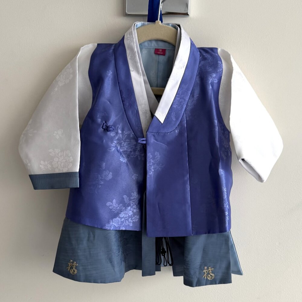 Baby Hanbok for 1 Year Old - Korean Traditional Outfit in Royal Blue and Teal